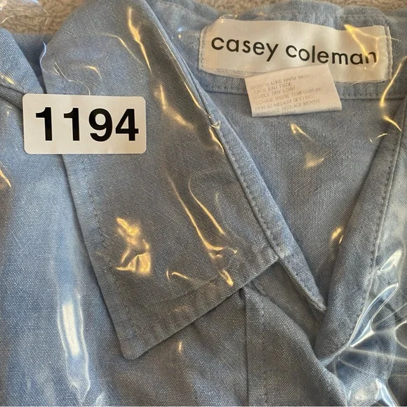 Casey Coleman Cotton Shirt Women's XL Blue Embroidered Cowboy Boots Button Up - Picture 11 of 11